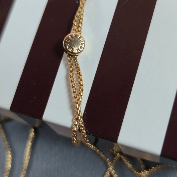 Henry Bendel Gold Tone Lariat Necklace w/ Crystal Pendant | Adjustable - Picture 4 of 10